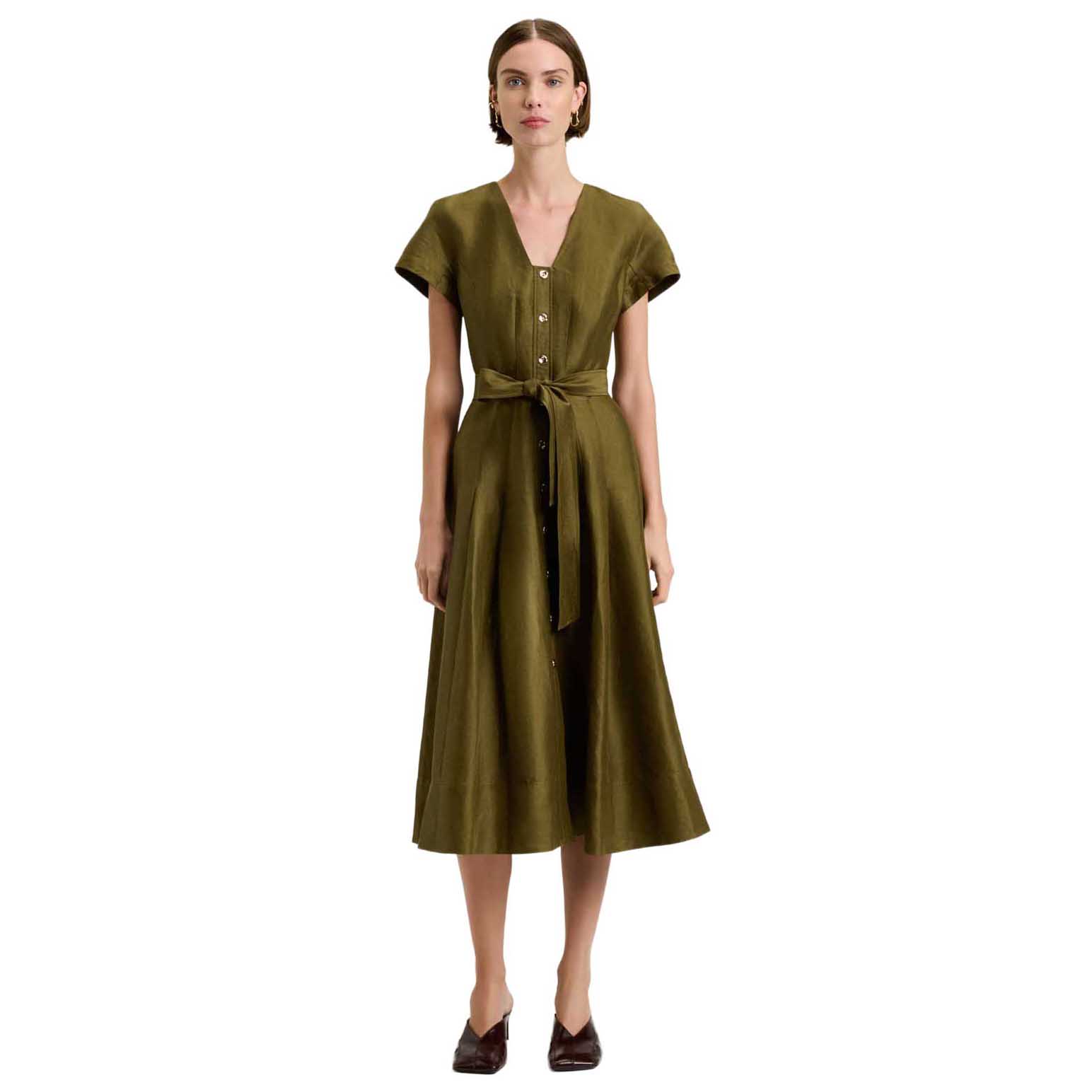 Veronika Maine Linen Viscose Button Front Dress